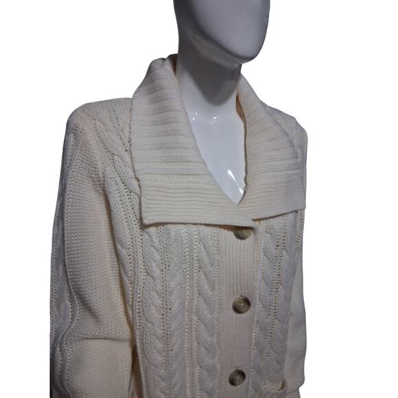 St John's Bay Chunky Womens size Medium Cable Knit Grandpa Fisherman Sweater - Picture 2 of 13